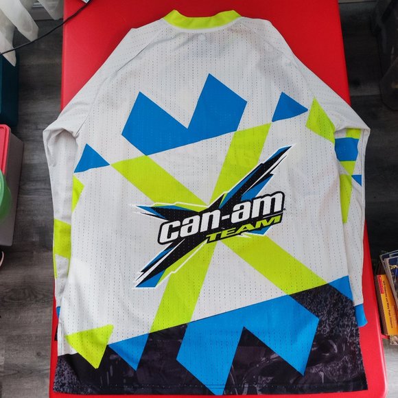 BRP Can-am Team Jersey white with blue and yellow graphic design men's size XL - Picture 4 of 8